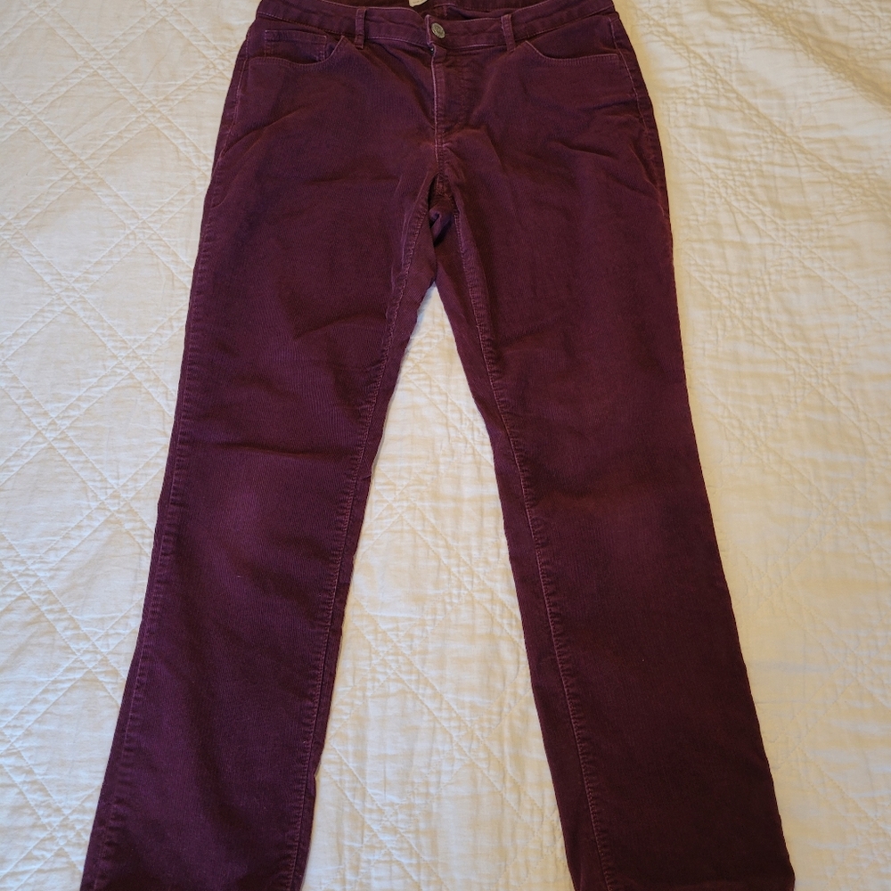 LOFT curvy straight corduroy pants in deep plum